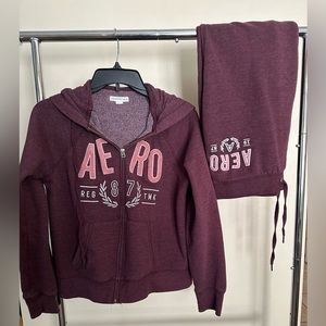 Aeropostale Burgundy Jogger Set- Large